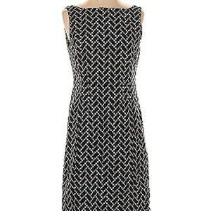 Jones New York Black and White Geometric Midi Dress